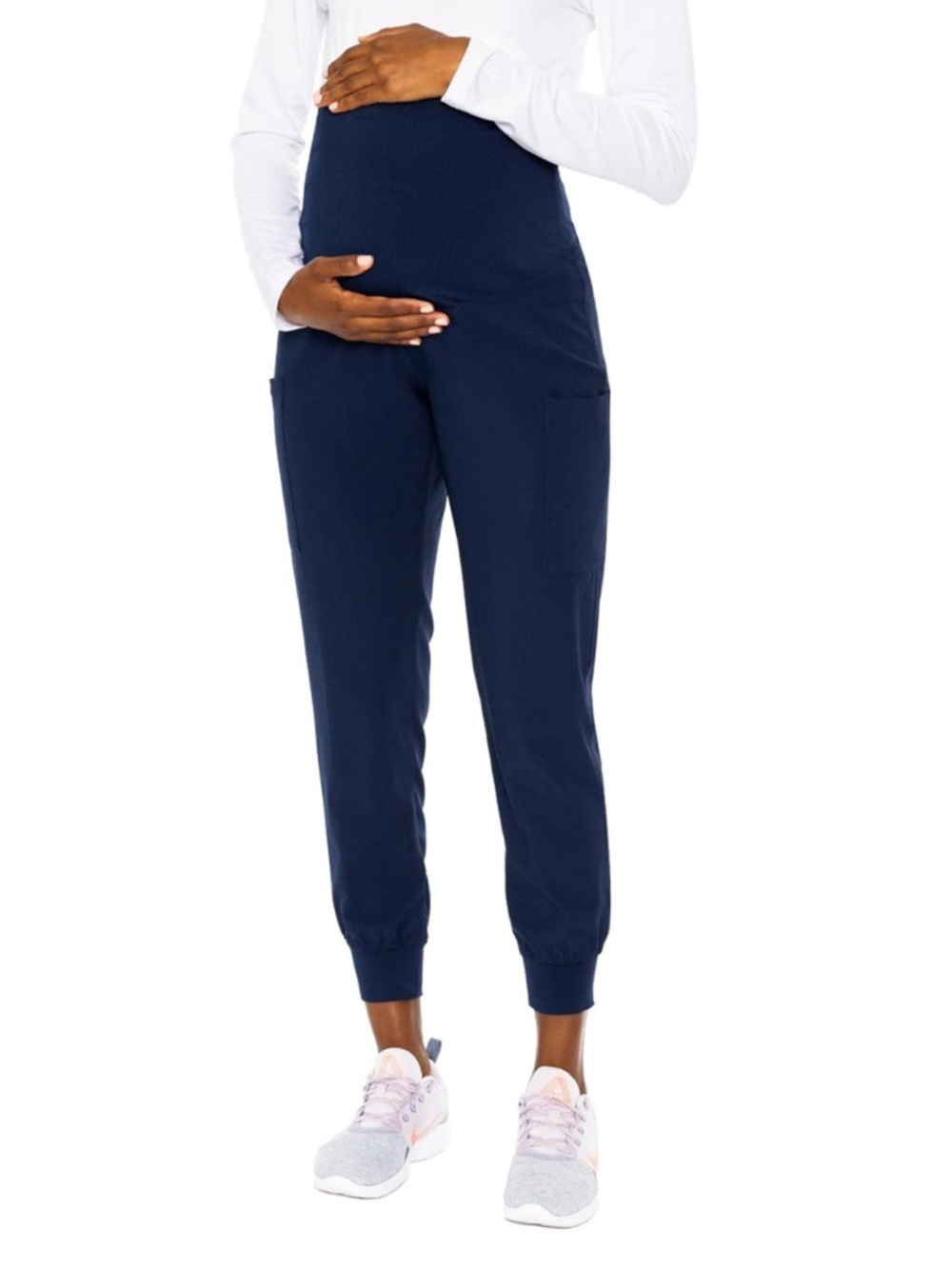 Maternity Scrubs Navy Med Couture Petite Small Jogger Pants